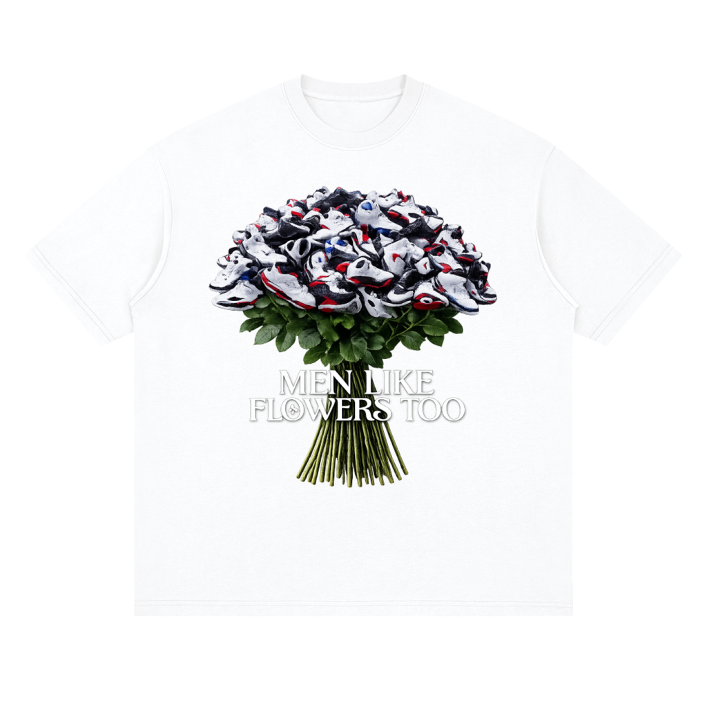 Give Him Flowers - Loose Drop Shoulder T-Shirt